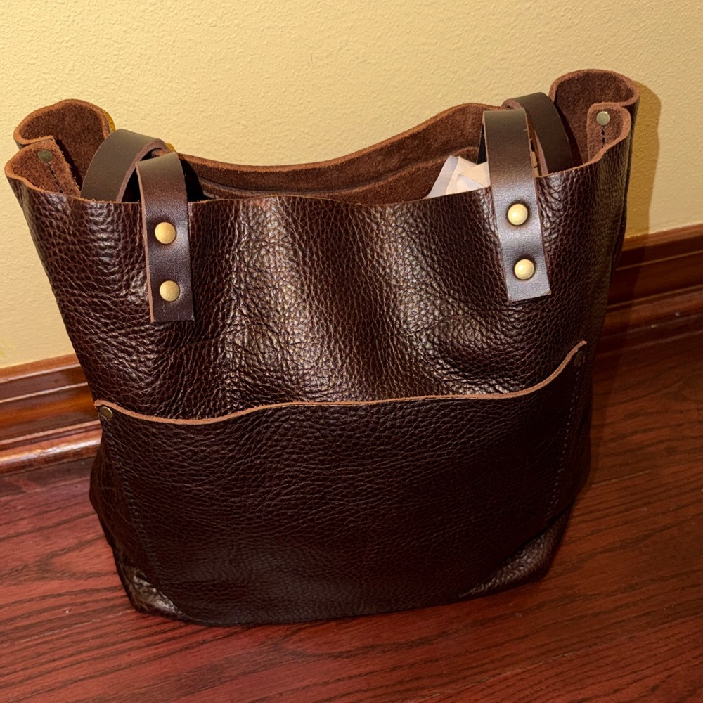 Classic Dark Brown Leather Tote